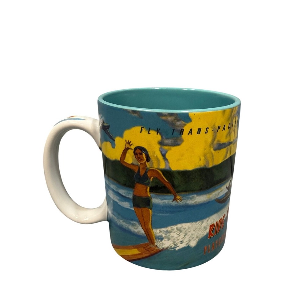 Island Heritage Trans Pacific Airways Hawaii Ride the Wild Surf Coffee Mug 2008